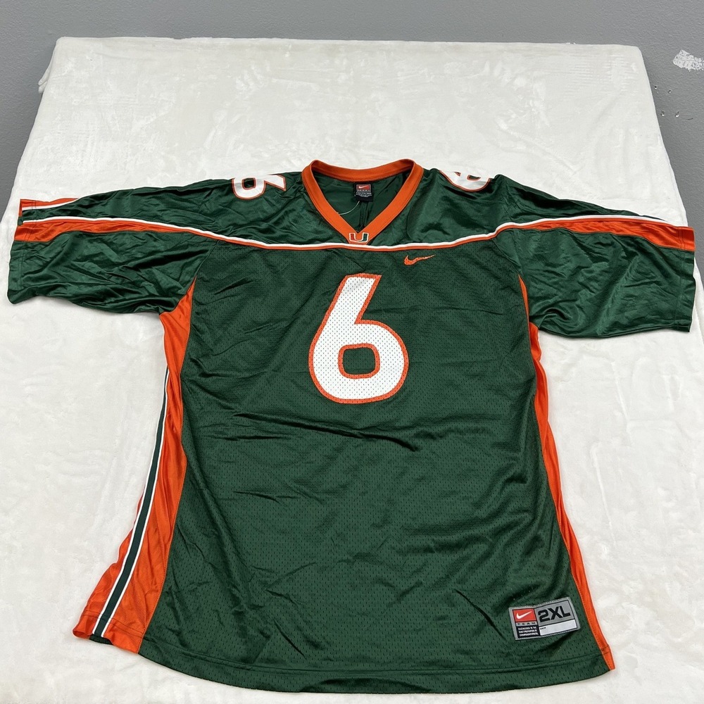 Nike Football Jersey Mens 2XL Green Miami Hurricanes University of Miami #6